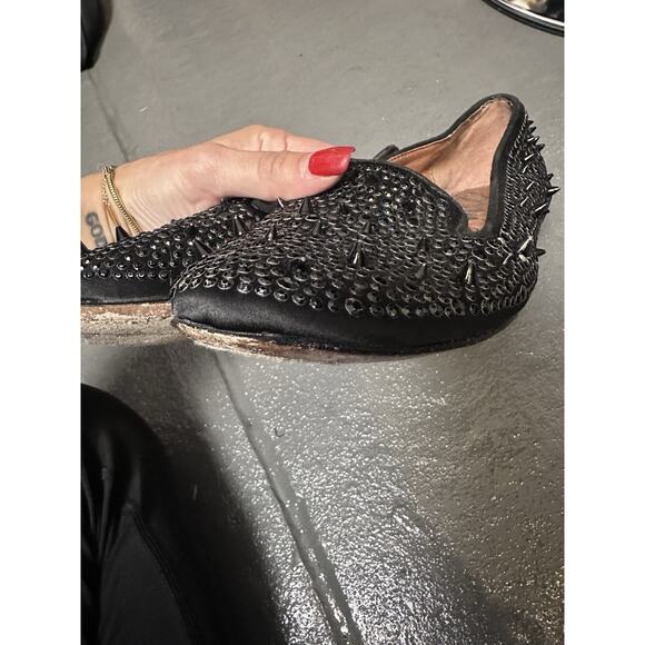 Sam Edelman spiked studded embellished black loafers size 7.5 - Picture 8 of 9